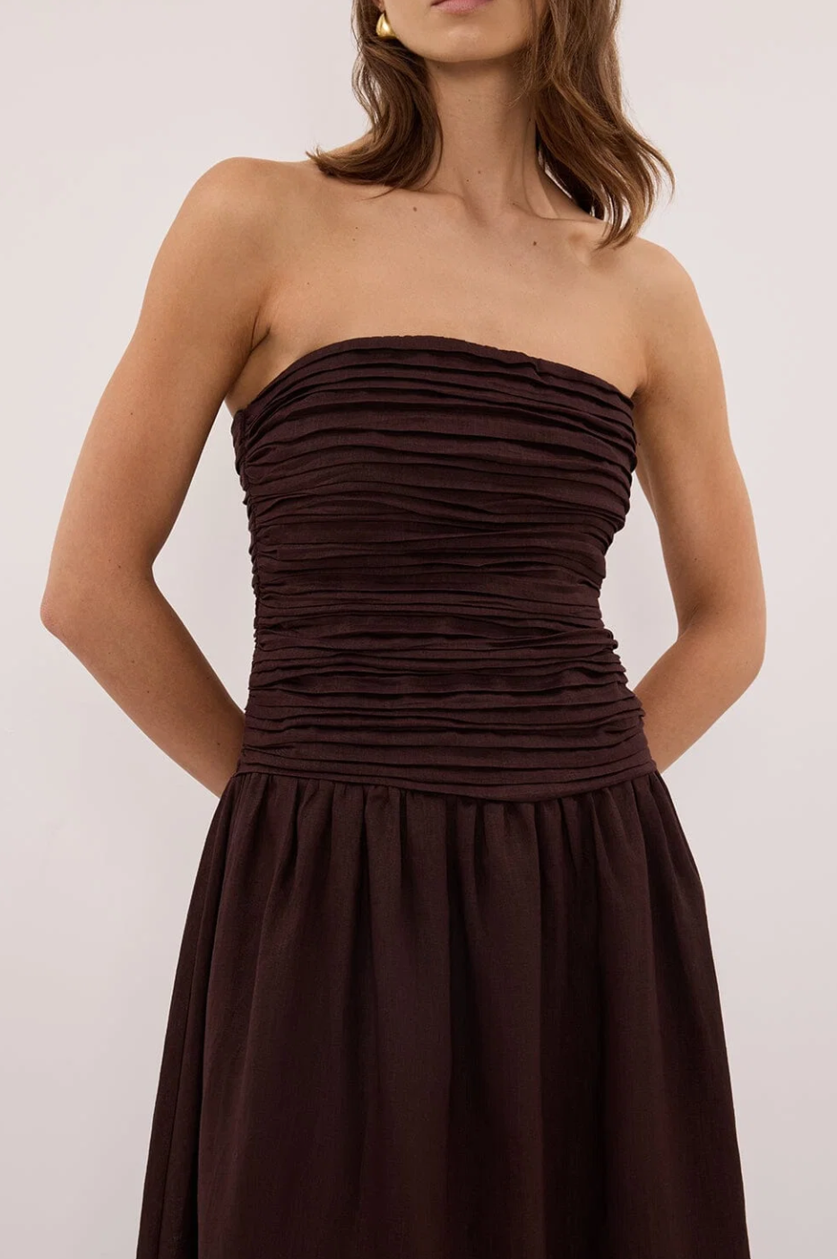 Dissh Aubriella Burnt Choc Linen Midi