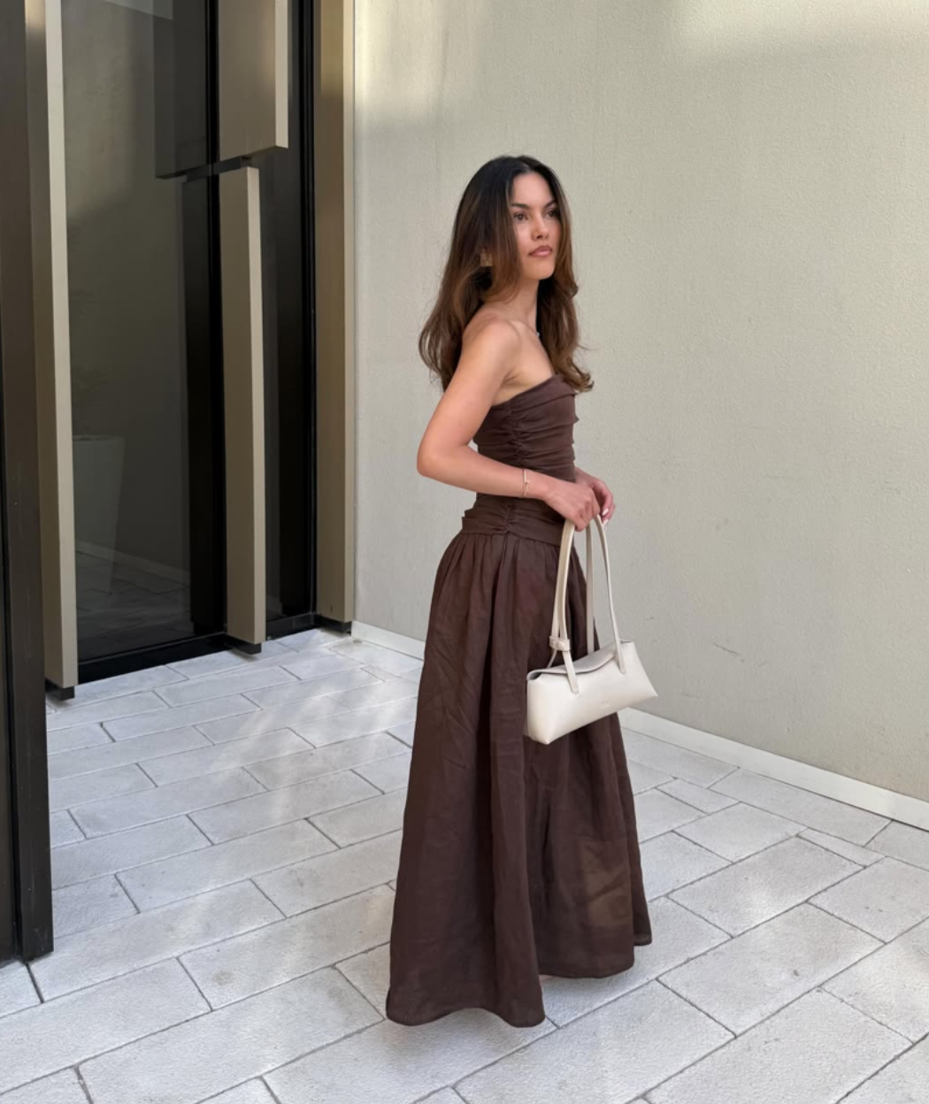 Dissh Aubriella Burnt Choc Linen Midi
