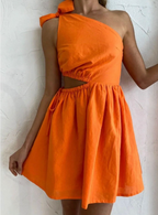 By Nicola Gabriella One Shoulder mini dress - sunkissed orange